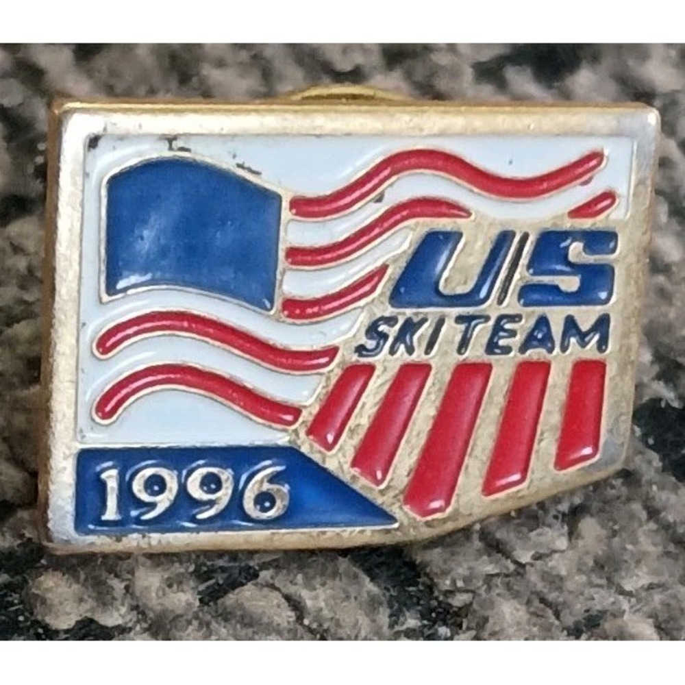 Vintage U.S. Ski Team 1996 Enamel Hat Lapel Pin Pinback United States Flag